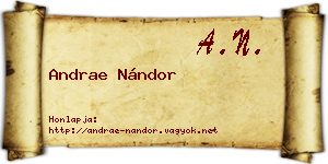 Andrae Nándor névjegykártya